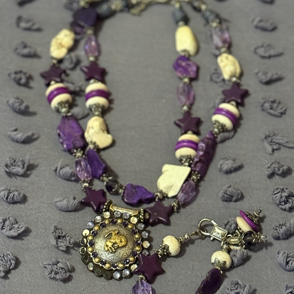Chic Purple and silver Star Necklace